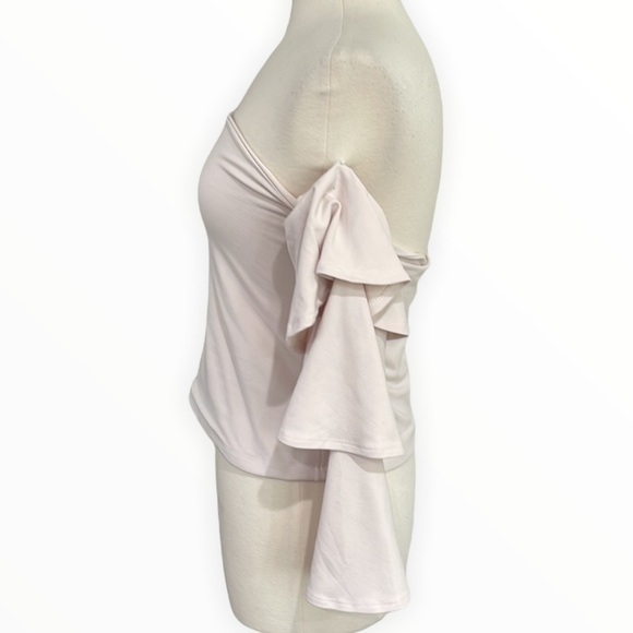 NWT Susana Monaco CREAM Off The Shoulder Tiered Ruffle Bell Sleeve Top S… - Picture 5 of 8